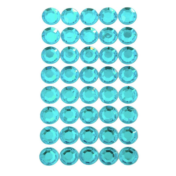 Round Adhesive Diamond Gem Stickers, Ice Blue, 16mm