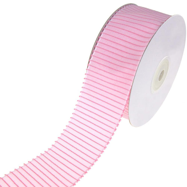 Decorative Vertical Lines Woven Ribbon, Pink, 1-1/2-Inch, 10-Yard