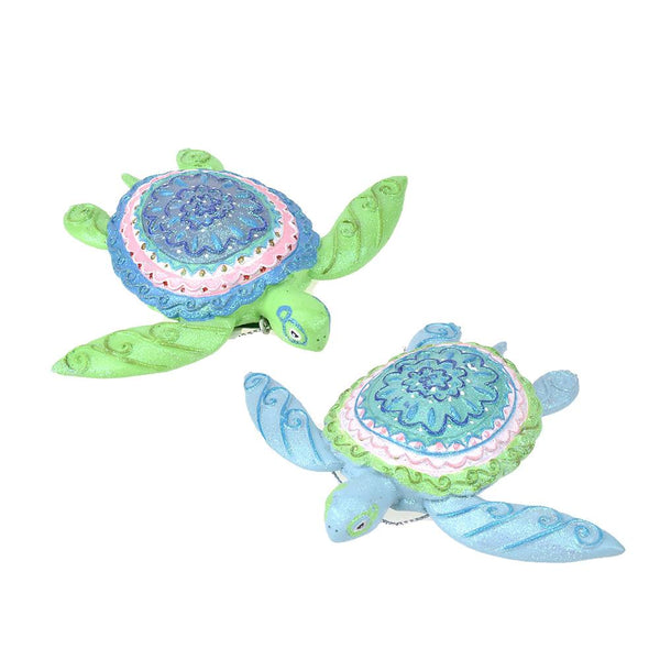 Mermaid Fantasy Sea Turtle Ornaments, 3-1/2-Inch, 2-Piece