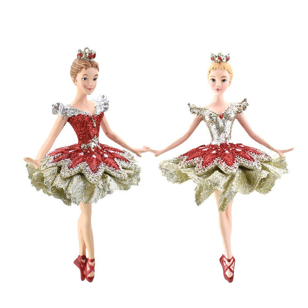 Glitter Ballerina Ornaments, 6-Inch, 2-Piece