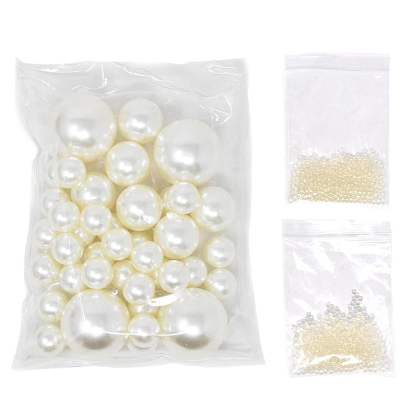 Vase Filler Pearls with Aqua Jelly Beads, Ivory, 5/16-Pound