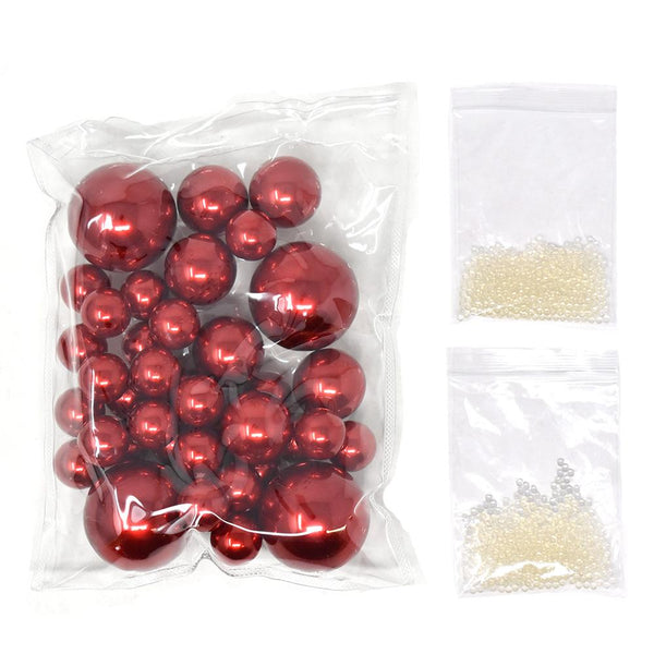 Vase Filler Pearls with Aqua Jelly Beads, Red, 5/16-Pound