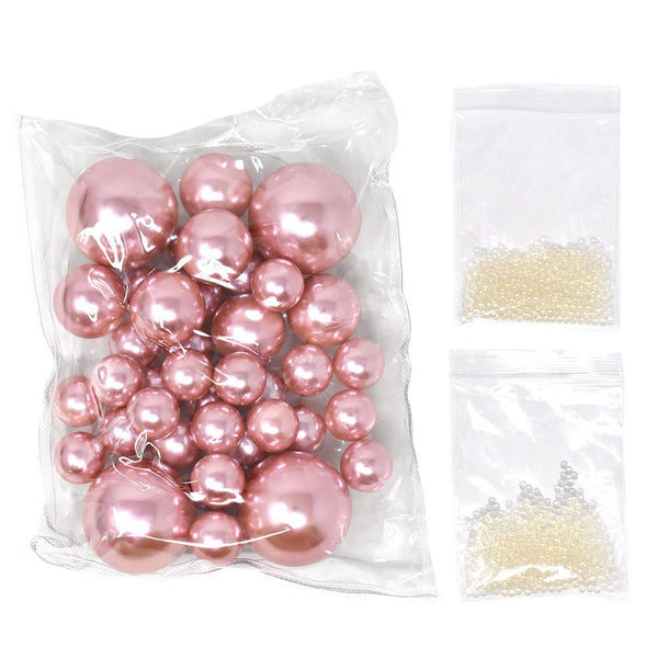 Vase Filler Pearls with Aqua Jelly Beads, Rose Gold, 5/16-Pound