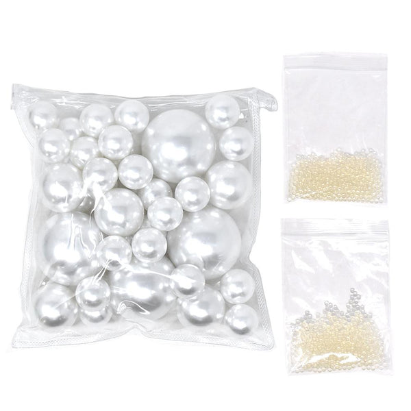 Vase Filler Pearls with Aqua Jelly Beads, White, 5/16-Pound