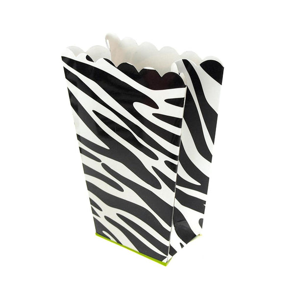 Zebra Popcorn Favor Boxes, 5-Inch, 4-Count