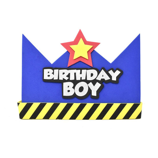 Birthday Boy Foam Crown, Blue, 7-1/2-Inch