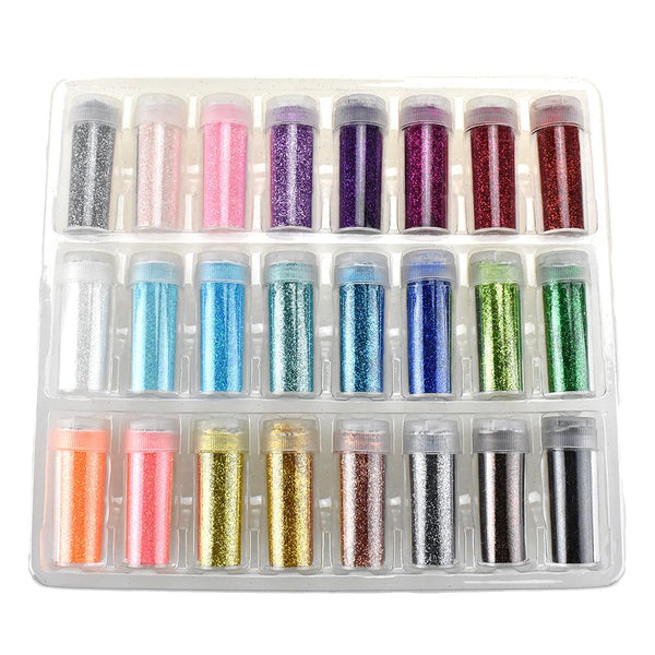 Sparkling Craft Glitter, Assorted Colors, 2-1/2-Inch, 24-Piece