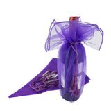 Organza Wine Bottle Wrap with Cord Tassel, 6-Count, 28-Inch, Purple