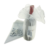 Organza Wine Bottle Wrap with Cord Tassel, 6-Count, 28-Inch, Silver