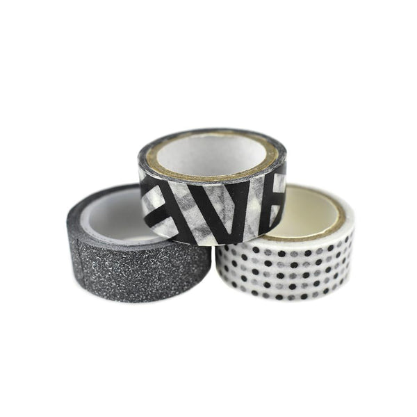 Arts & Craft Design and Glitter Tape, 3-Piece, Black