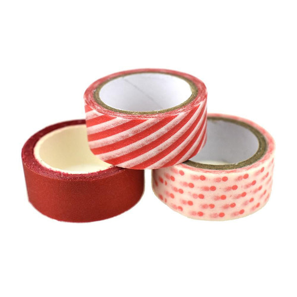 Arts & Craft Design and Glitter Tape, 3-Piece, Red