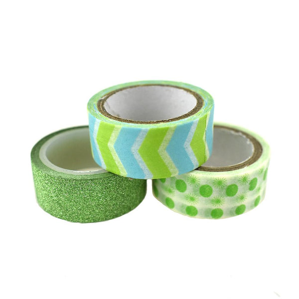 Arts & Craft Design and Glitter Tape, 3-Piece, Green