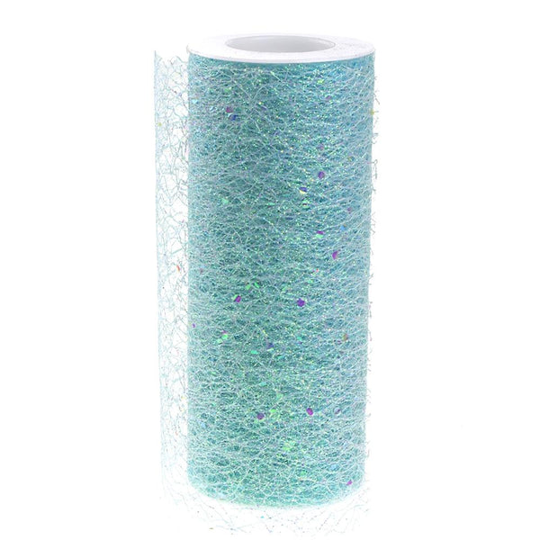 Glitter Confetti Mesh Roll, 6-Inch, 10-Yard, Aqua