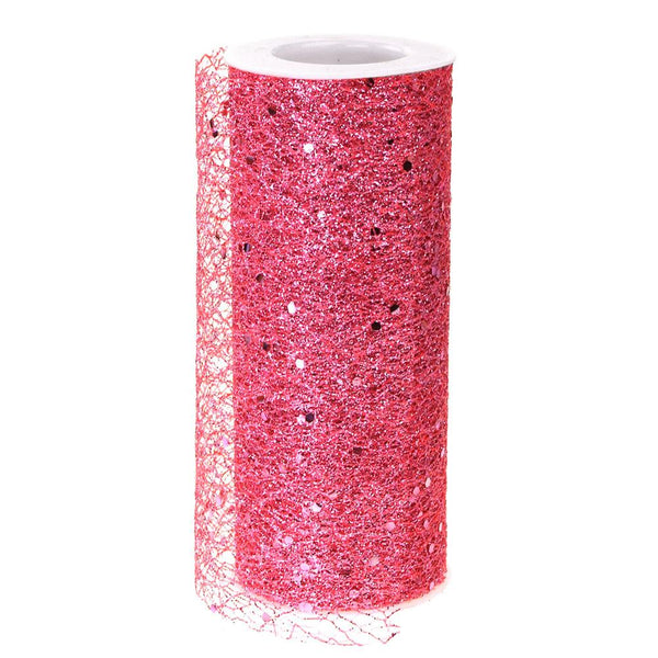 Glitter Confetti Mesh Roll, 6-Inch, 10-Yard, Coral