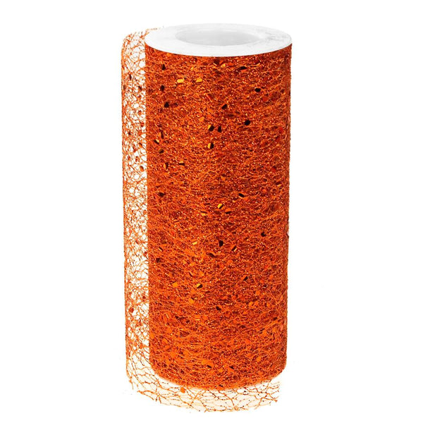 Glitter Confetti Mesh Roll, 6-Inch, 10-Yard, Orange