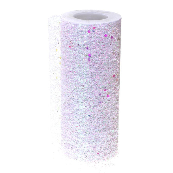 Glitter Confetti Mesh Roll, 6-Inch, 10-Yard, White