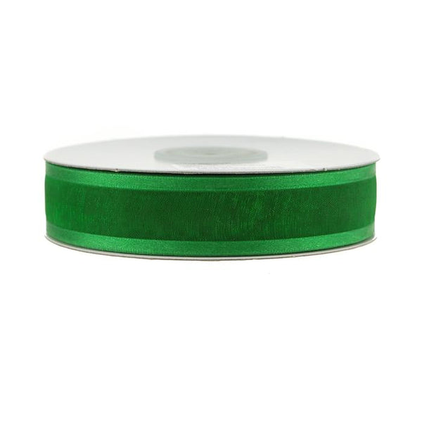 Satin-edge Sheer Organza Ribbon, 7/8-Inch, 25 Yards, Emerald Green