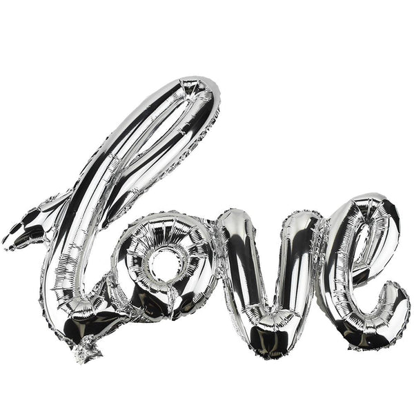 Script 'Love' Foil Balloon, Silver, 29-Inch