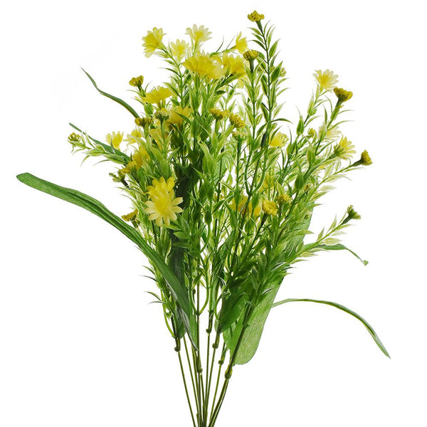 Artificial Daisy Bush Spray, Yellow, 19-Inch