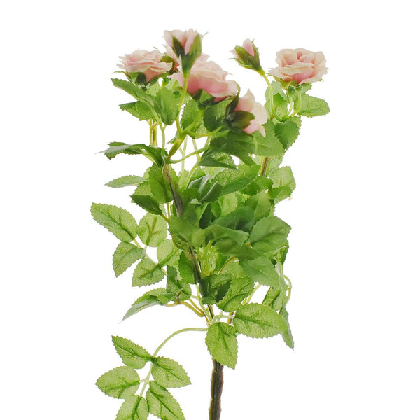 Artificial Mini Rose Bush Spray, Pink, 10-Inch