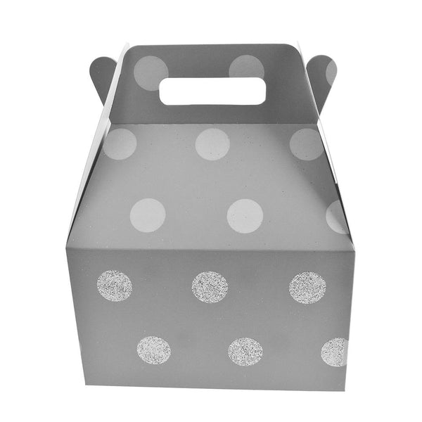 Glitter Polka Dot Cardboard Favor Box, 8-Inch, 3-Count, Silver