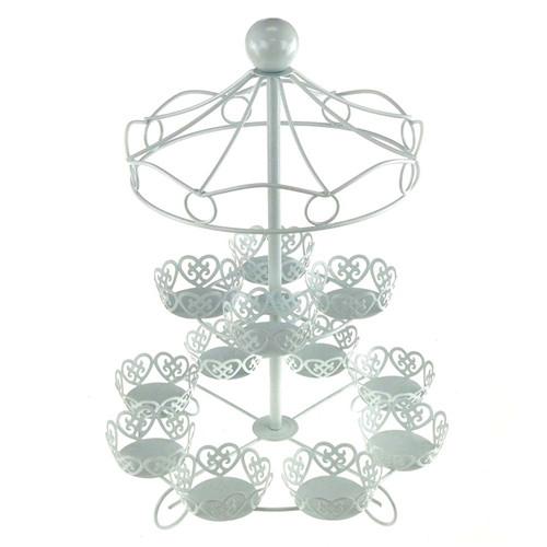 Metal Carousel Cupcake Holder, 2 Tier, 16-inch, White