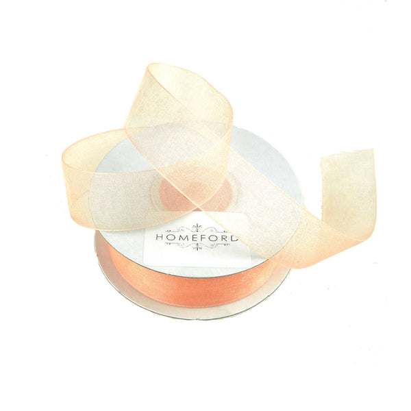 Sheer Organza Ribbon, 7/8-inch, 25-yard, Light Peach