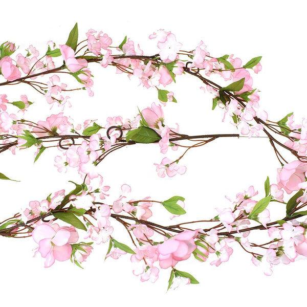 Artificial Cherry Blossom Garland, Pink, 6-Feet