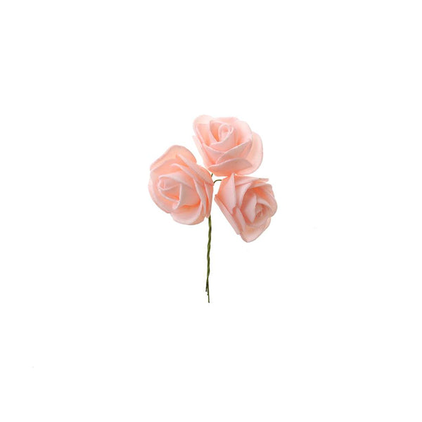 Foam Rose Flower with Wire, Pink, 1-1/4-Inch, 12-Count