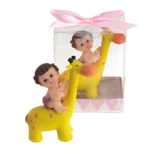 Pacifier Baby Giraffe Ride Polyresin Favors, 2-3/4-Inch, Light Pink