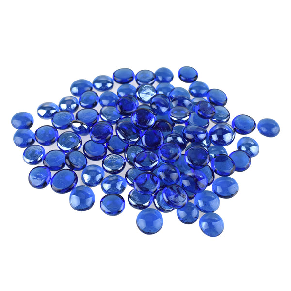 Flat Glass Marble Gems, 15-Ounce, 80-Count, Blue