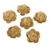 Faux Burlap Floral Orchid Embellishment, 2-Inch, 6-Piece