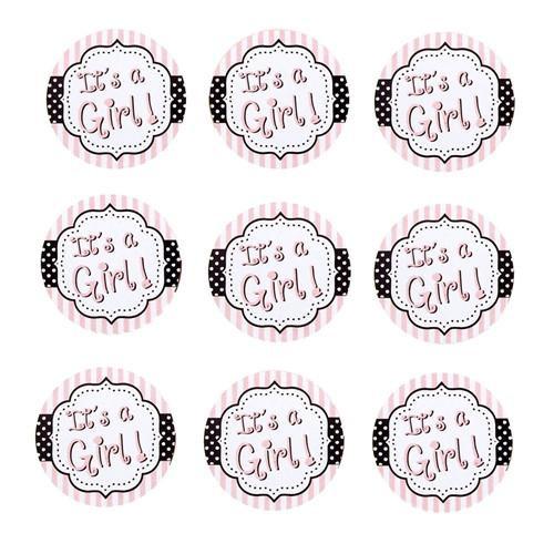 Its a Girl Seal Paper Stickers, Light Pink, 1-Inch, 24-Count