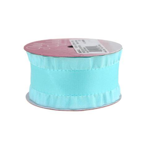 Double Ruffled Satin Ribbon, 1-1/2-Inch, 3-Yard, Light Blue