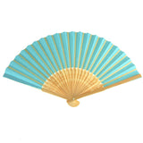 Paper Folding Hand Fan w/ Wooden Handle, 8-Inch