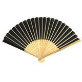 Paper Folding Hand Fan w/ Wooden Handle, 8-Inch