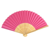 Paper Folding Hand Fan w/ Wooden Handle, 8-Inch