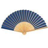 Paper Folding Hand Fan w/ Wooden Handle, 8-Inch