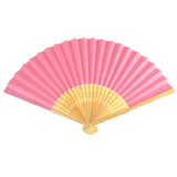 Paper Folding Hand Fan w/ Wooden Handle, 8-Inch