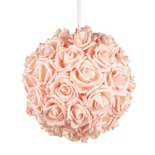 Soft Touch Flower Kissing Balls Wedding Centerpiece, 10-inch, Light Pink