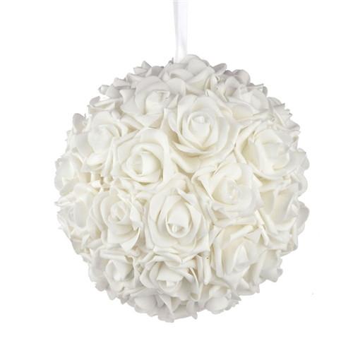 Soft Touch Flower Kissing Balls Wedding Centerpiece, 10-inch, White