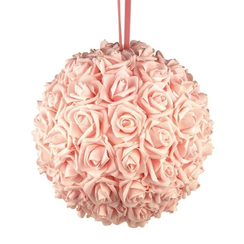 Soft Touch Flower Kissing Balls Wedding Centerpiece, 12-inch, Light Pink