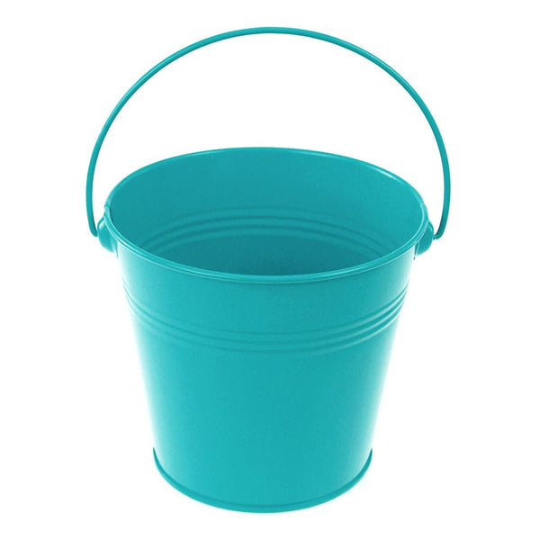 Metal Pail Bucket Party Favor, 5-Inch, Turquoise