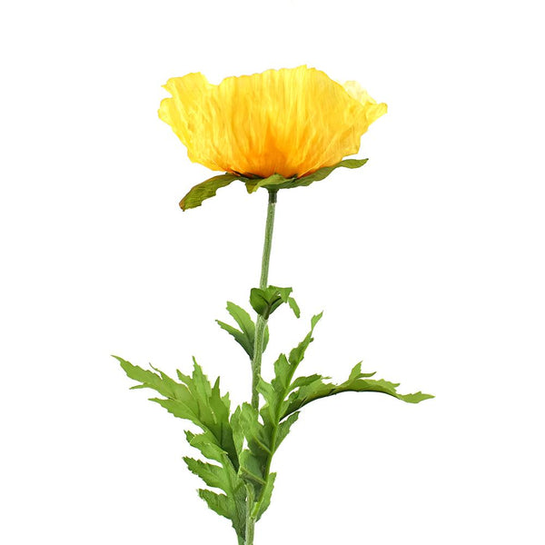 Artificial Poppy Flower Spray, 28-Inch, Yellow