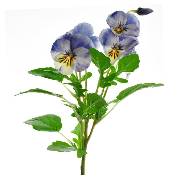 Artificial Pansy Spray, Blue, 16-1/2-Inch