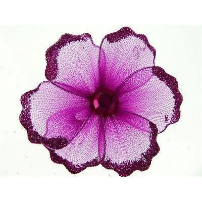 Organza Glitter Nylon, Mini Flower, 2-inch, 12-Piece, Fuchsia