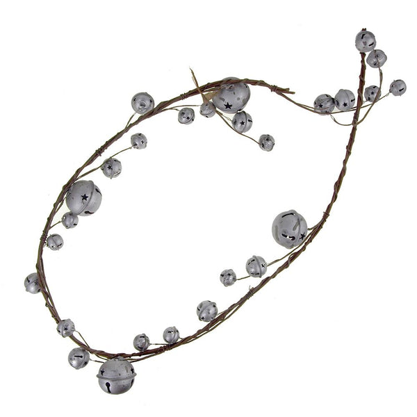 Christmas Jingle Bell Branch Garland, Galvanized Gray, 54-Inch