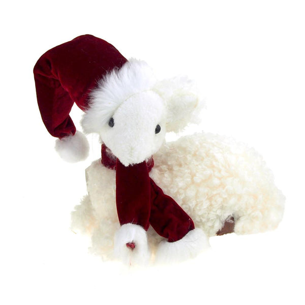 Sitting Santa Sheep Christmas Decoration, 9-Inch x 10-Inch