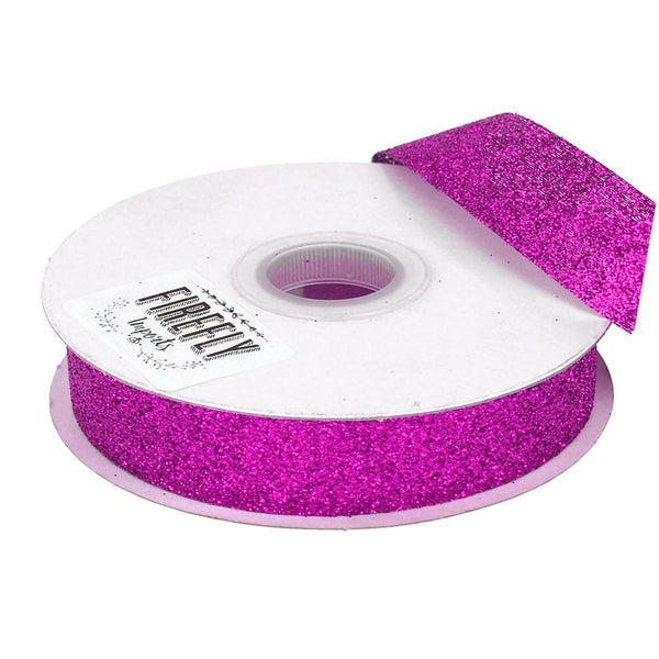 Glitter Ribbon Christmas Gift-wrapping, 7/8-Inch, 25 Yards, Fuchsia