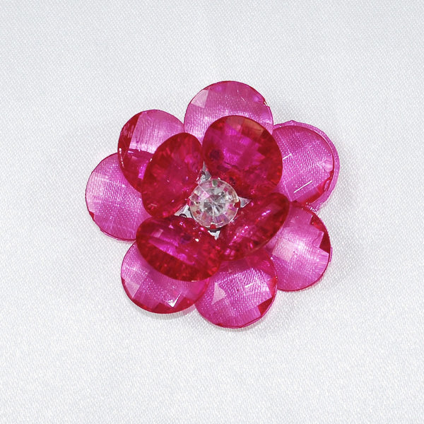 Flower Crystal Lotus, Round Edge, 1-3/4-inch, 6-Piece, Fuchsia